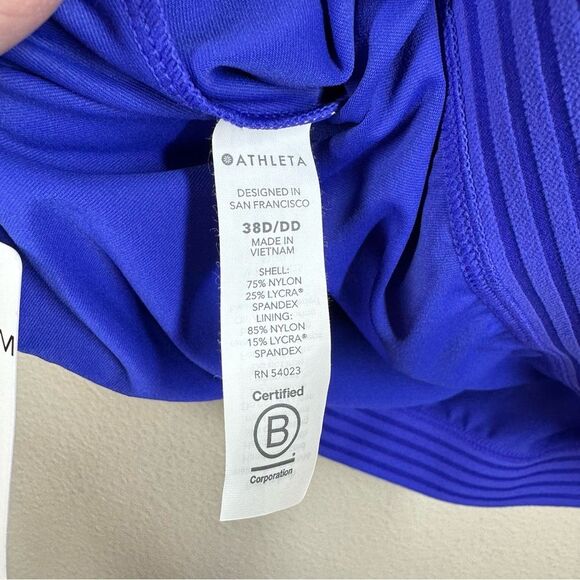 Athleta Cross Back Tank Blousy Swim Suit Top Tankini Caspian Blue 38D To 38DD - Picture 8 of 9